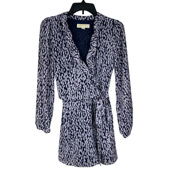 MICHAEL Michael Kors Pants - Michael Michael Kors Small Romper Ruffled Wrap Long Puff Sleeves Purple Abstract